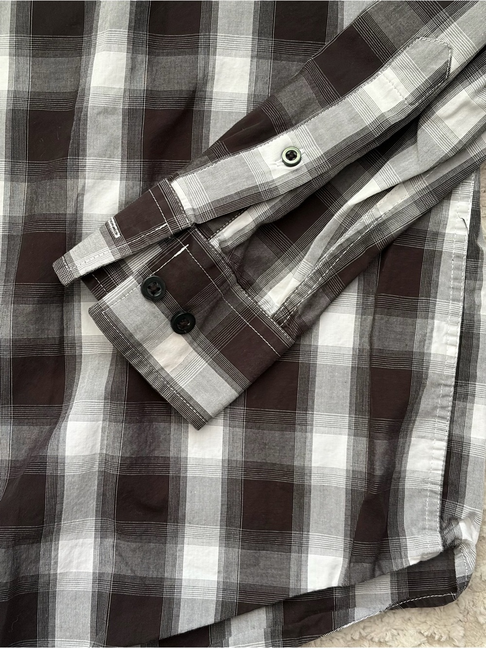 Alfani Men’s Black & White Plaid Button-Down Shirt - Picture 4 of 7